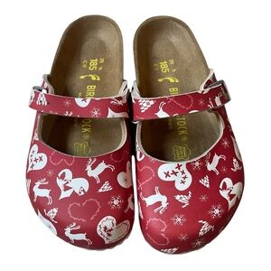 Birkenstock Maria Reindeer Heart Red Clogs Size 11 NWT‎